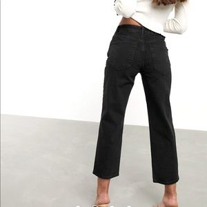 ASOS DESIGN Petite high rise stretch 'slim' straight jeans in black